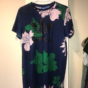 Adidas dark blue floral t-shirt dress sz S